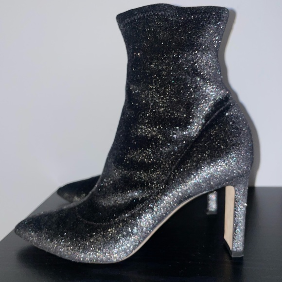 Jimmy Choo Luella Black Metallic Sock Bootie - Picture 1 of 7